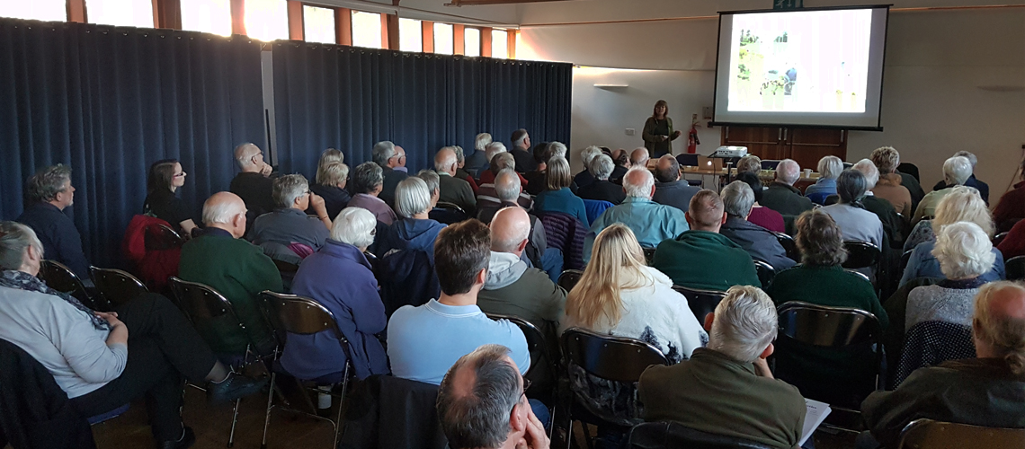 Jenny Joy talks about partnership work with the Forestry Commission at the Warwickshire Branch AGM in 2017. © 2024 Steven Cheshire.