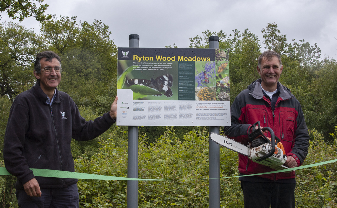 Ryton Wood Meadows Butterfly Reserve was officially opened on the 28th May 2007 by Dr Martin Warren, Chief Executive of Butterfly Conservation and Mike Slater, Reserve Manager.